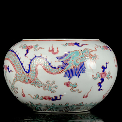 #ad Chinese Pastel Porcelain Handmade Exquisite Dragon Pattern Brush Washer 14637 $269.99