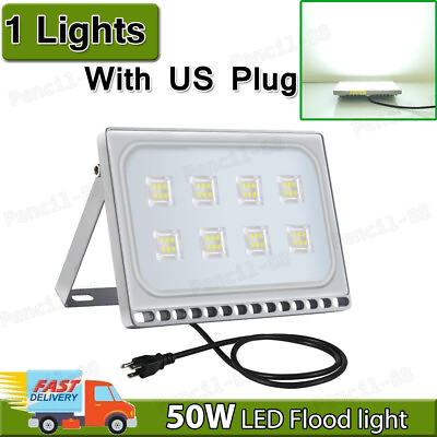 #ad 50W US Plug Waterproof Cool White LED Flood Light Outdoor Garden Security $15.99