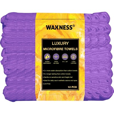 #ad Waxness Premium Soft Thick Extra Absorbent Microfiber Towel 16”X29” Purple 10pcs $29.20