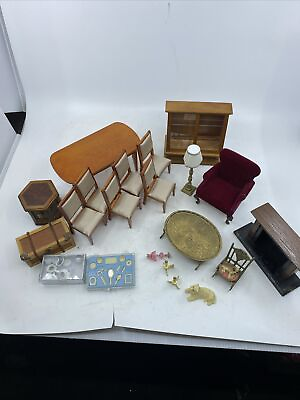 #ad Lot of 20plus Vintage Miniature Doll House Accessories And Furniture $56.00