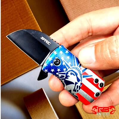 #ad 4quot; Statue of Liberty Survival Open Box Assisted Folding Black Blade Pocket Knife $12.24