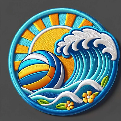 #ad Retro Ocean Wave Patch Iron on Applique Clothing Vest Jacket Flowers Volleyball $5.95