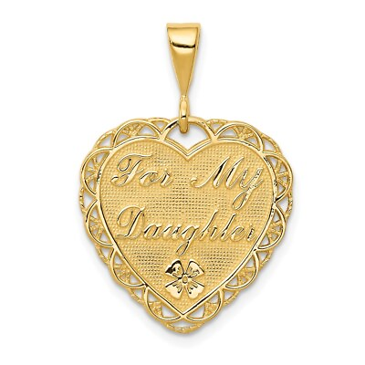 #ad 14K Yellow Gold For My Daughter Charm Pendant 1.14 Inch $352.46