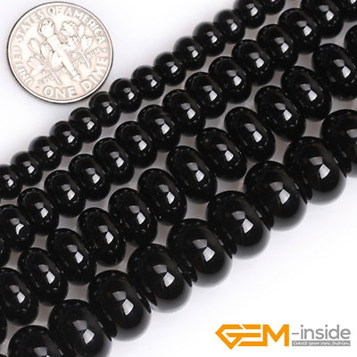 #ad Natural Black Onyx Agate Rondelle Spacer Beads For Jewelry Making 15quot; 4x6mm 10mm $9.65