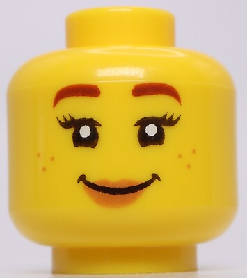#ad Lego Yellow Head Dual Sided Female Eyebrows Trans Orange Glasses Peach Lips $1.20
