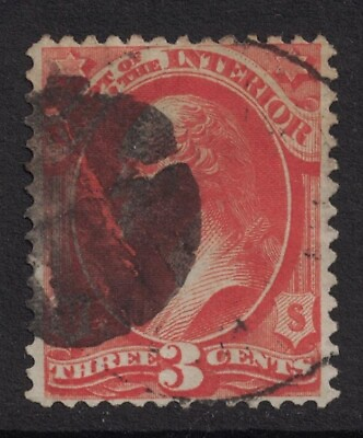 #ad Scott O98 Used tear 3c Washington Interior Department Official Mail 1879 $1.99