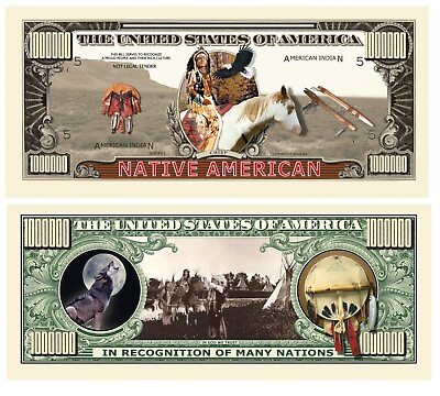 #ad Pack of 1000 Native American Million Dollar Novelty Bill Collectible $99.95