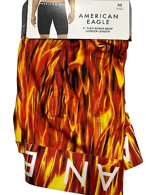 #ad NWT AMERICAN EAGLE 9quot; Flex Boxer Briefs Sz XS M L XL Red Orange Flames #19 $21.00