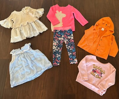 #ad Baby Girl 18 24 Months Winter Clothing bundle lot sweater leggings cardigan 6pcs $19.66
