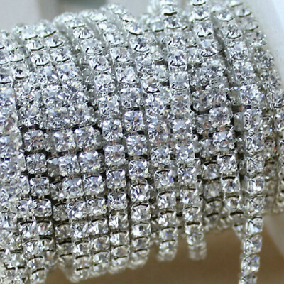 #ad 11 Yards Crystal Rhinestone Close Chain Trimming Claw Chain Jewelry Sewing Craft $9.49