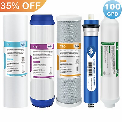#ad 5 Stage Reverse Osmosis System Water Filter with 100GPD RO Membrane 5 Pack Set $33.99