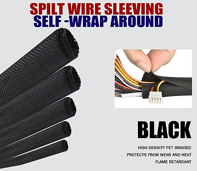 #ad Split Wire Loom Braided Cable Sleeve Protectors amp; Tube Organizer Overlap Lot $17.09