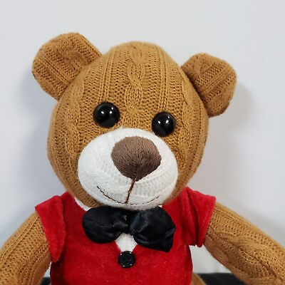 #ad 2012 Teddy Bear Knit Plush Kids of America stuffed toy Bow Tie 12in $7.00