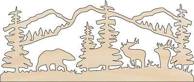 #ad Wildlife Scene Laser Cut Out Unfinished Wood Craft Shape ANML80 $36.30