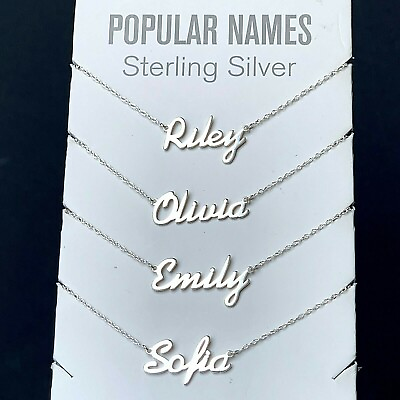 #ad ANY Name Plate Necklace Personalized Custom Sterling Silver 925 Pendant Gift $22.85