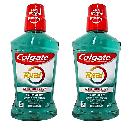 #ad Colgate Total SPEARMINT Mouthwash Antibacterial Alcohol Free 16.9 oz 2 Pack $17.99