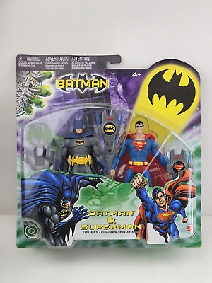 #ad DC COMICS BATMAN amp; SUPERMAN ACTION FIGURES SET ACCESSORIES 2003 MATTEL NEW $26.99