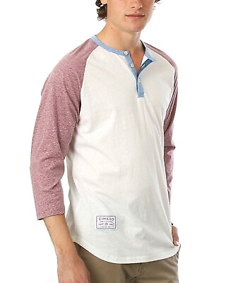 #ad ZIMEGO Men#x27;s 3 4 Sleeve Baseball Retro Raglan Henley Shirts $29.25