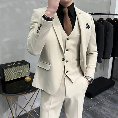 #ad JacketsVestPants High Quality Suit Wedding Set Blazers Formal 3 Pieces 4XL M $163.47