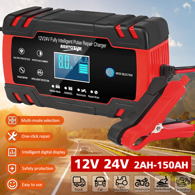 #ad 15000mAh Car Battery Charger 12 24V 8A Intelligent Automatic Repair Jump Starter $32.99