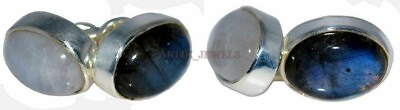 #ad Natural Labradorite amp; Moonstone Gemstone with 925 Sterling Silver Cufflink #2261 $98.55