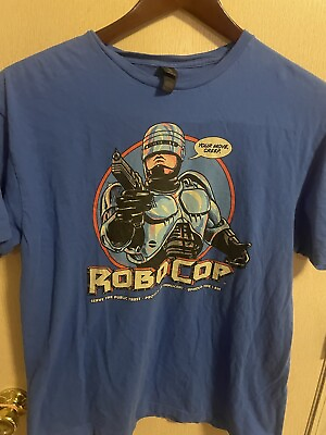 #ad ROBOCOP T Shirt Your Move Creep Size Large Blue $12.99