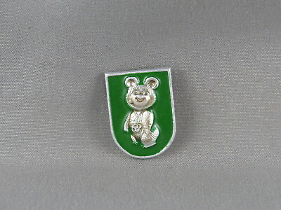 #ad Moscow 1980 Summer Games Pin Misha The Mascot Shield Design Stamped Pin $14.39