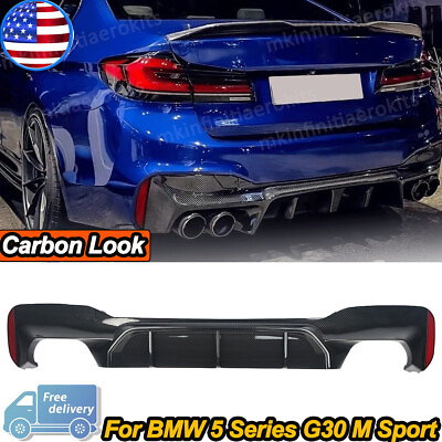 #ad For 17 23 BMW G30 5 Series W M Sport Bumper M5 Style Rear Diffuser Carbon Look $175.98