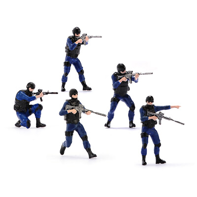 #ad 1 64 Diorama Figures Model 5Pc Special Police Doll Scene Display Prop Model Gift $47.42