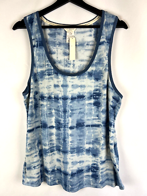 #ad NEW Lucky Brand Women#x27;s Blue White Tie Dye Soft Touch Scoop Tank Top X Large XL $12.00
