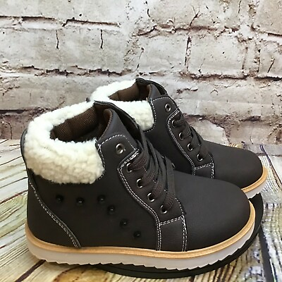 #ad Unbranded Kids Unisex Brown Lace Up Winter Ankle Boots Size 11.5 Toddler $19.08