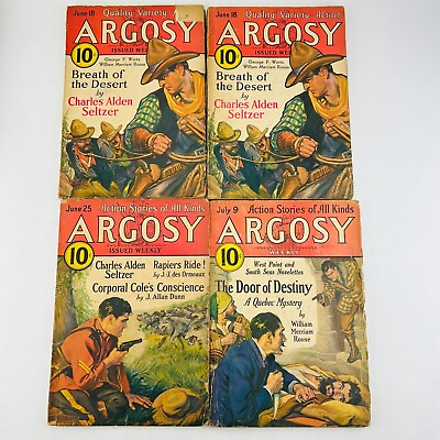 #ad Lot of 4 ARGOSY 1932 Pulp fiction Lot JUNE JULY VG $42.46