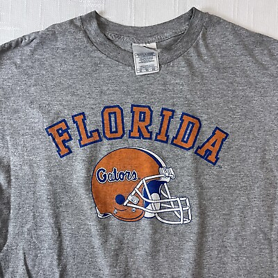 #ad Y2K University Of Florida Gators Football Helmet Graphic T Shirt XL Vintage Gray $18.99
