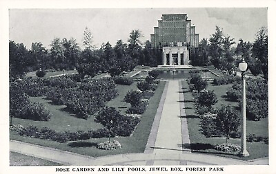 #ad Postcard Rose Garden Lily Pools Jewel Box Forest Park Parks and Rec St. Louis MO $3.22