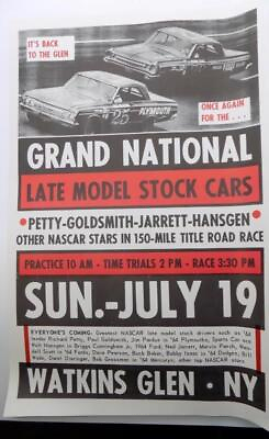 #ad Watkins Glen Grand National Poster 1964 Stock Car Nascar NOS 15X23 Pristine F S $19.95