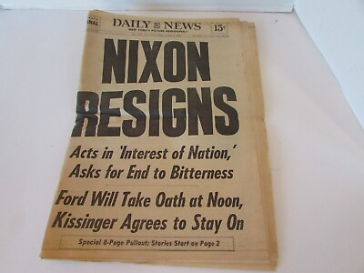 #ad Nixon Resigns Daily News Newspaper August 9 1974 Complete Final Edition $9.95