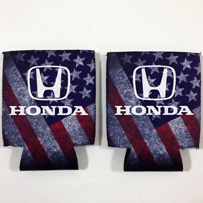 #ad 2 Honda Fan Beer Can Cooler Coozie Koozie USA Flag Gift QTY 2 $9.50