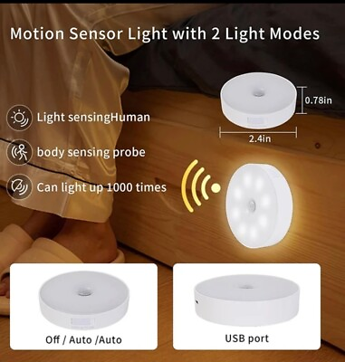 #ad LED Night Light Motion Sensor Light USB Rechargeable Kitchen Bedroom Magnetic Ba $12.99