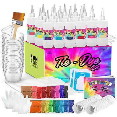 #ad Tie Dye Kit for Kids and Adults 18 Colors Funnel Guide Book Rubber Bands 197 PC $27.99