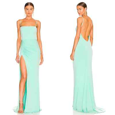 #ad NWT Katie May Supercharged Mint Green Great Kate Ruched Maxi Gown Size Small $225.00