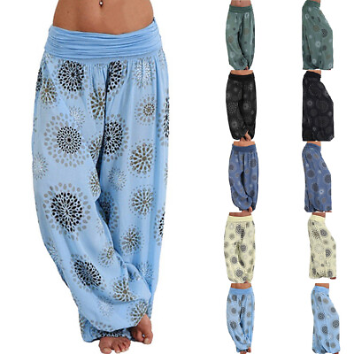 #ad Women Harem Pants Boho Floral Baggy Hippy Trousers Leggings Plus Size Loose US $24.41