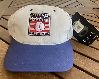 #ad NATIONAL BASEBALL HALL OF FAME LOGO FLAG PATCH GRAY BLUE GEAR SPORTS HAT CAP NWT $14.95