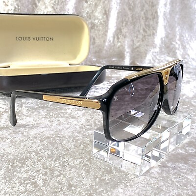 #ad Louis Vuitton Sunglasses Z0350E 66 7 Evidence Black Gold Monogram w Case $385.00