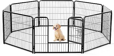 #ad Dog Fence Puppy Pen Outdoor Pet Playpen Portable Dog Kennel Indoor 24 In 8 Panel $79.99