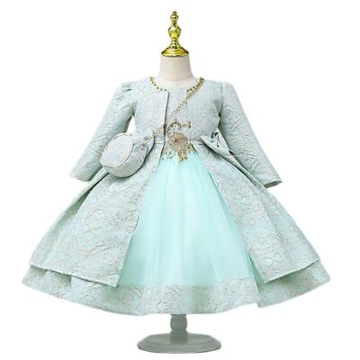 #ad Long Jacket Girl Kid Dress Child 3pcs set O neck Cute Girls Birthday Party Dress $47.40