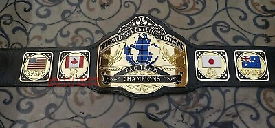 World Wrestling Council WWC Tag Team Championship Belt Leather Strap Adult Size $245.00