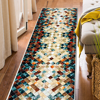 #ad Runner Rug Hallway Non Slip Rubber Back Custom Size as Carpet Doormat Throw Rug $441.38