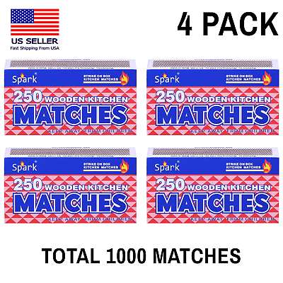 #ad 4 Pack Large Matches 1000 Count Strike On Box Bulk Kitchen Camping Fire Candle $8.99