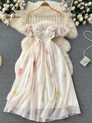 #ad Off The Shoulder Sexy Strap Dress Summer Strapless Backless Print Long Dress $42.85
