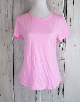 #ad T.B.O. Womens Knit Shirts Tee Top Pullover Essential Short Sleeve Scoop Pink XS $15.75